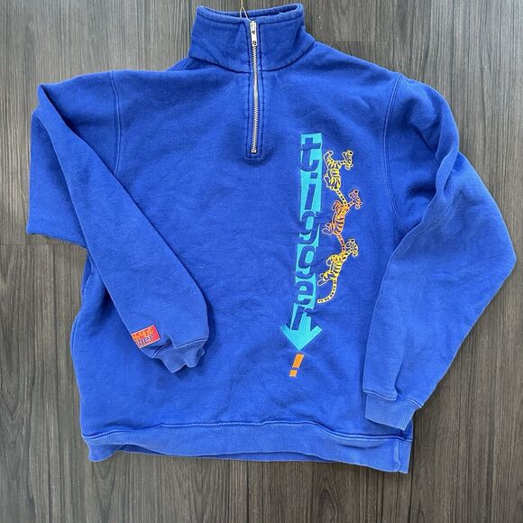 VTG Disney Winnie The Pooh Tigger Unisex 1/4 Zip Fleece Size Small Embroidered - Picture 7 of 10